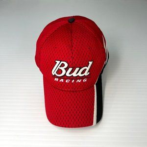 Vintage Bud Hat Men One Size Racing Spell Out Flame Brim Nascar Party Core Ex